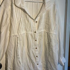 Pilcro Cream Button-Down Women's Shirt